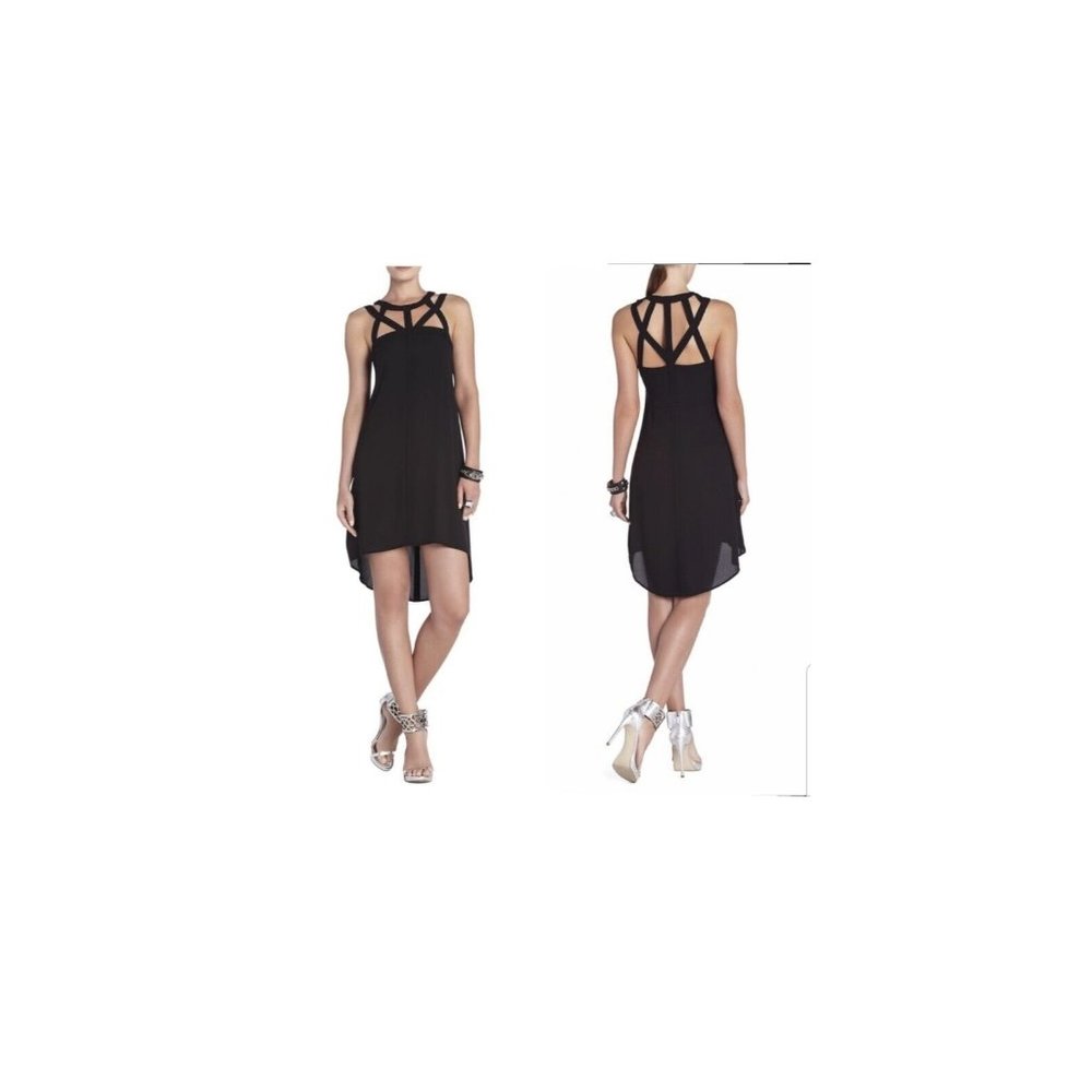 BCBGMAXAZRIA Womens Babette Strappy Flowy Dress Sleeveless Black Size Small
